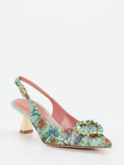 Konstantin Starke – Slingpumps aus Satin-Textil mintgrün