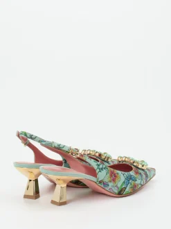 Konstantin Starke – Slingpumps aus Satin-Textil mintgrün