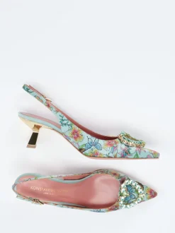 Konstantin Starke – Slingpumps aus Satin-Textil mintgrün