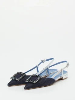 Konstantin Starke – Slingpumps aus Textil und Metallicleder