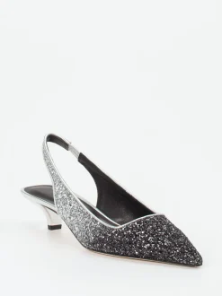 Konstantin Starke – Slingpumps aus Metallicleder Schwarz