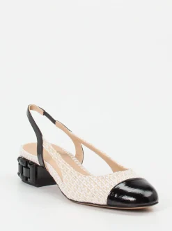 Konstantin Starke – Slingpumps aus Tweed und Lackleder Beige