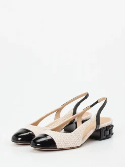 Konstantin Starke – Slingpumps aus Tweed und Lackleder Beige