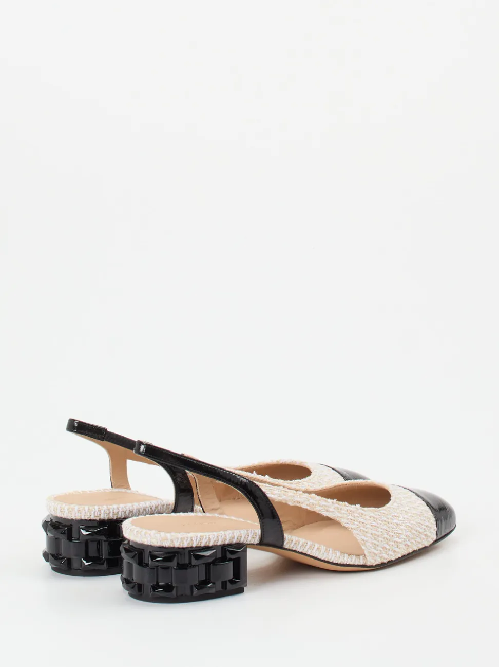 Konstantin Starke – Slingpumps aus Tweed und Lackleder Beige