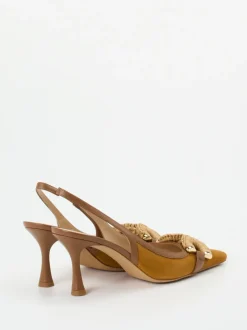 Konstantin Starke – Slingpumps aus Veloursleder cognac