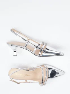 Konstantin Starke – Slingpumps aus Metallicleder silber