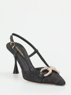 Konstantin Starke – Slingpumps aus Textilgewebe Schwarz