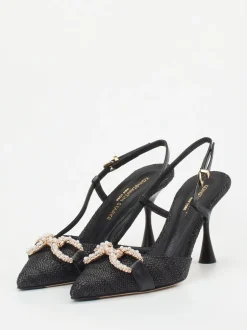 Konstantin Starke – Slingpumps aus Textilgewebe Schwarz
