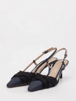 Konstantin Starke – Slingpumps aus Textil Dunkelblau