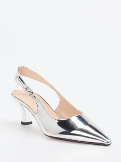 Konstantin Starke – Slingpumps aus Metallicleder silber