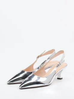 Konstantin Starke – Slingpumps aus Metallicleder silber