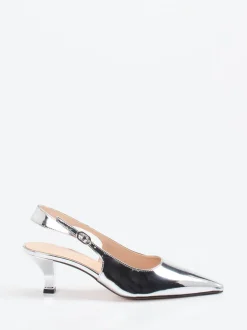 Konstantin Starke – Slingpumps aus Metallicleder silber