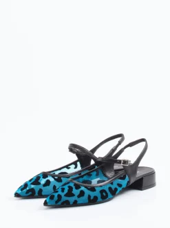 Konstantin Starke – Slingpumps aus Netz in Türkisblau