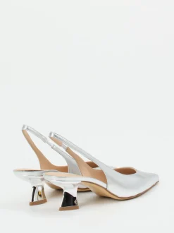 Konstantin Starke – Slingpumps aus Metallicleder silber