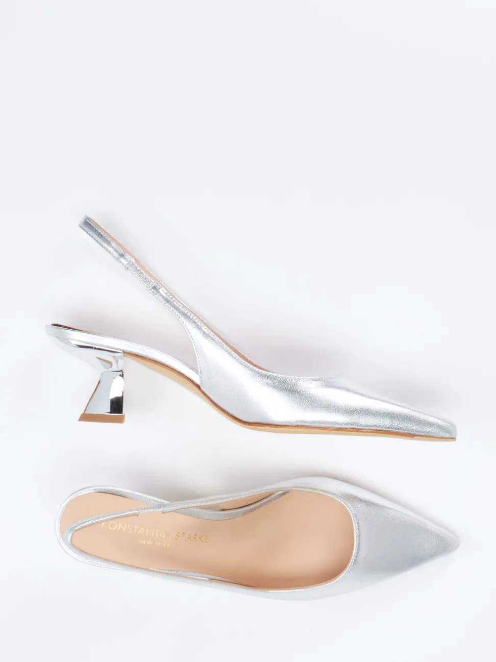 Konstantin Starke – Slingpumps aus Metallicleder silber