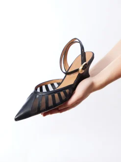 Konstantin Starke – Slingpumps aus Lammnappa und Mesh Schwarz