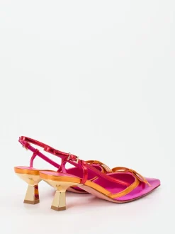 Konstantin Starke – Slingpumps aus Metallicleder pink