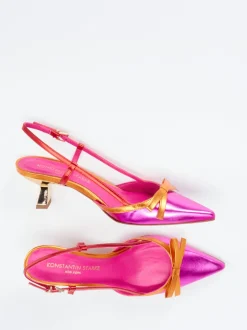 Konstantin Starke – Slingpumps aus Metallicleder pink