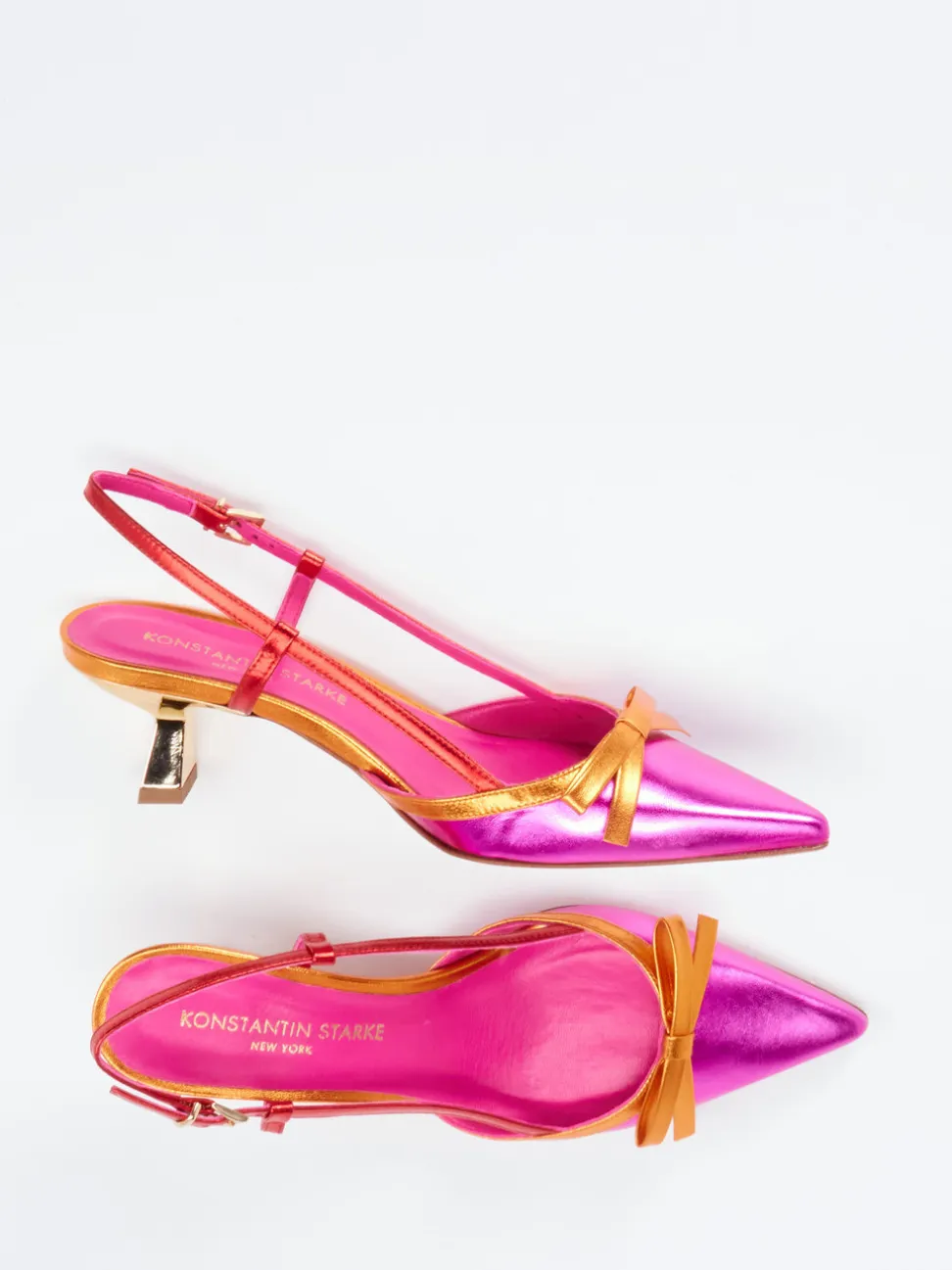 Konstantin Starke – Slingpumps aus Metallicleder pink