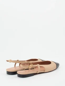 Konstantin Starke – Slingpumps aus Lammleder Beige-Schwarz