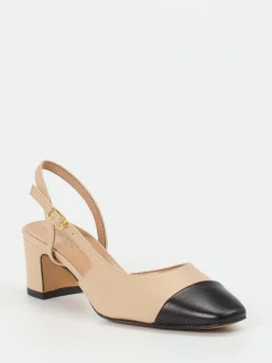 Konstantin Starke – Slingpumps aus Lammleder Beige-Schwarz