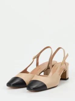 Konstantin Starke – Slingpumps aus Lammleder Beige-Schwarz