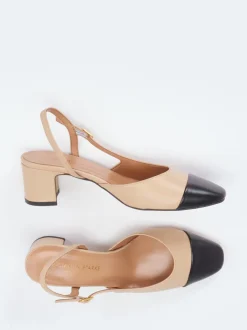 Konstantin Starke – Slingpumps aus Lammleder Beige-Schwarz