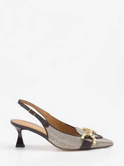 Konstantin Starke – Slingpumps aus Textil mit Schmuckdetail