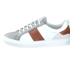 Konstantin Starke – Sneaker aus Kalbleder weiß-cognac