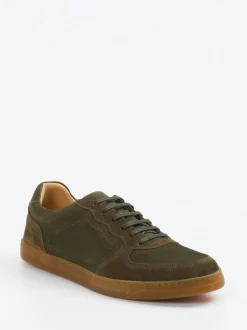 Konstantin Starke – Sneaker aus Veloursleder olivgrün