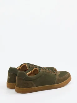 Konstantin Starke – Sneaker aus Veloursleder olivgrün