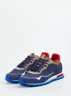 Konstantin Starke – Sneaker aus Leder und Velours blau