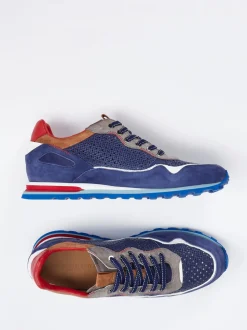 Konstantin Starke – Sneaker aus Leder und Velours blau