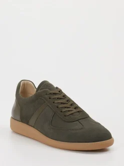 Konstantin Starke – Sneaker aus Veloursleder Olivgrün