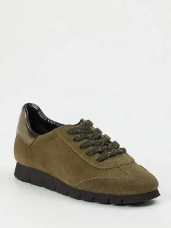 Konstantin Starke – Sneaker aus Veloursleder olivgrün