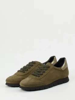 Konstantin Starke – Sneaker aus Veloursleder olivgrün