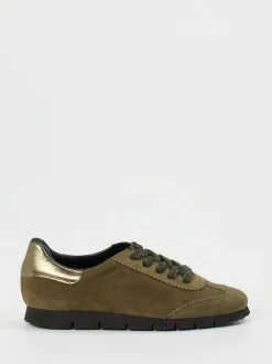 Konstantin Starke – Sneaker aus Veloursleder olivgrün