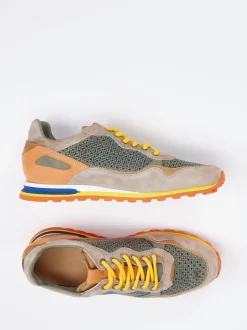 Konstantin Starke – Sneaker aus Leder und Mesh Beigebraun