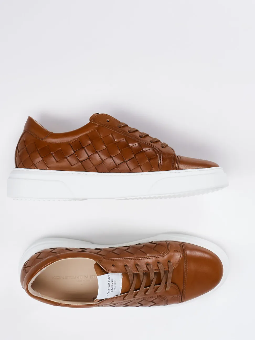 Konstantin Starke – Sneaker aus Flechtleder Cognac
