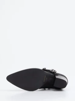 Konstantin Starke – Stiefelette aus geprägtem Leder schwarz