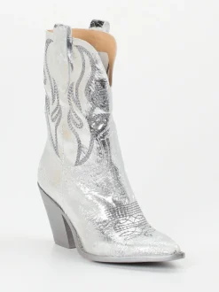 Konstantin Starke – Stiefeletten aus Metallic-Leder silber