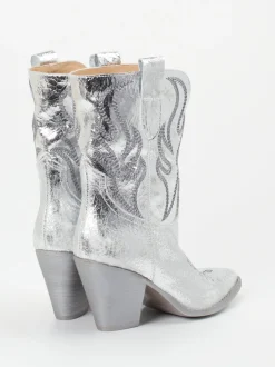 Konstantin Starke – Stiefeletten aus Metallic-Leder silber