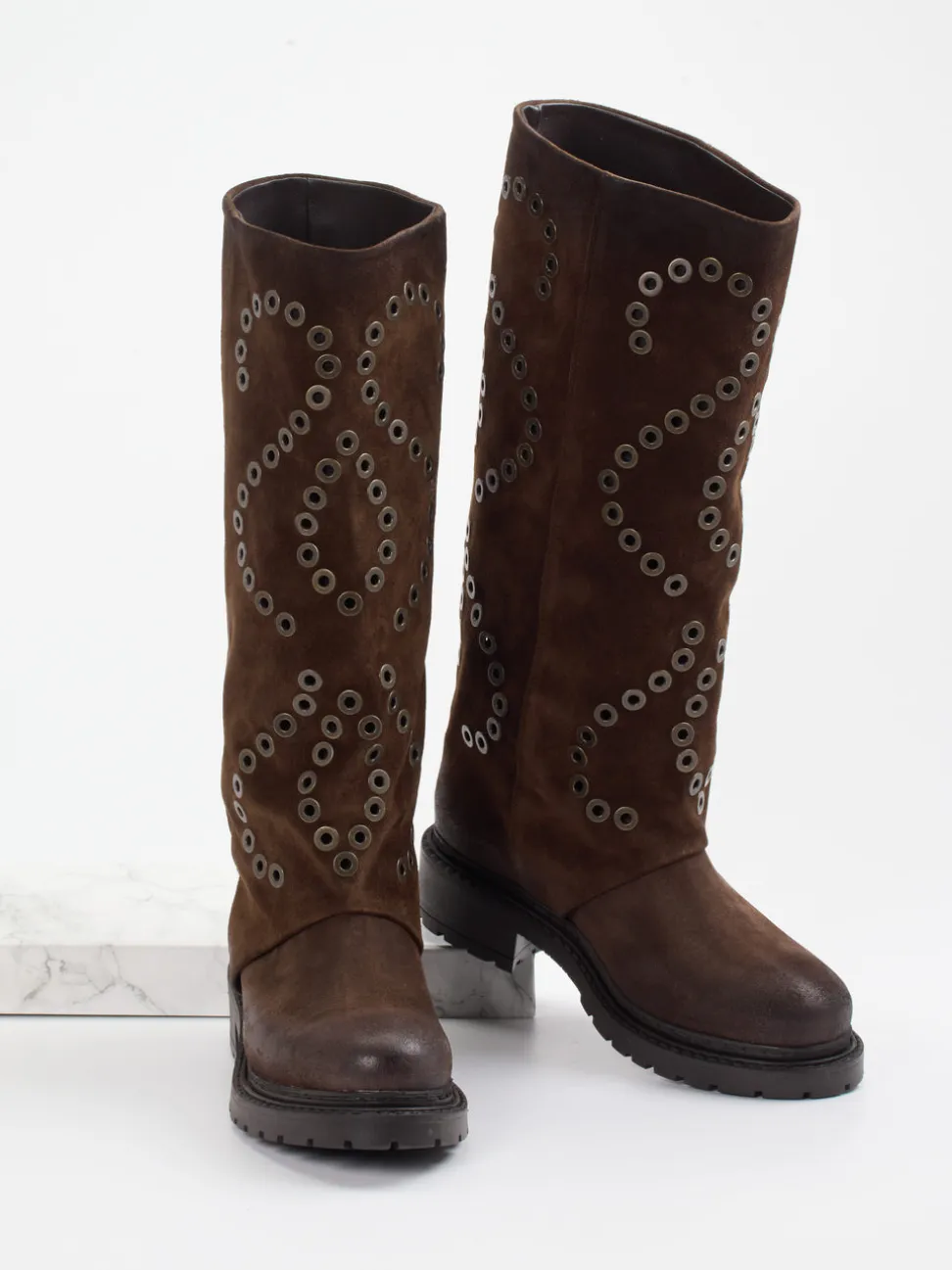 Konstantin Starke – Stiefel aus Veloursleder Dunkelbraun