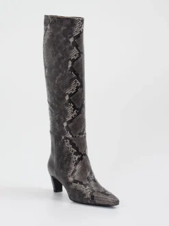 Konstantin Starke – Stiefel aus geprägtem Leder grau