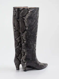 Konstantin Starke – Stiefel aus geprägtem Leder grau