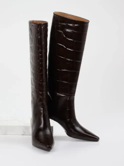 Konstantin Starke – Stiefel aus geprägtem Leder Dunkelbraun