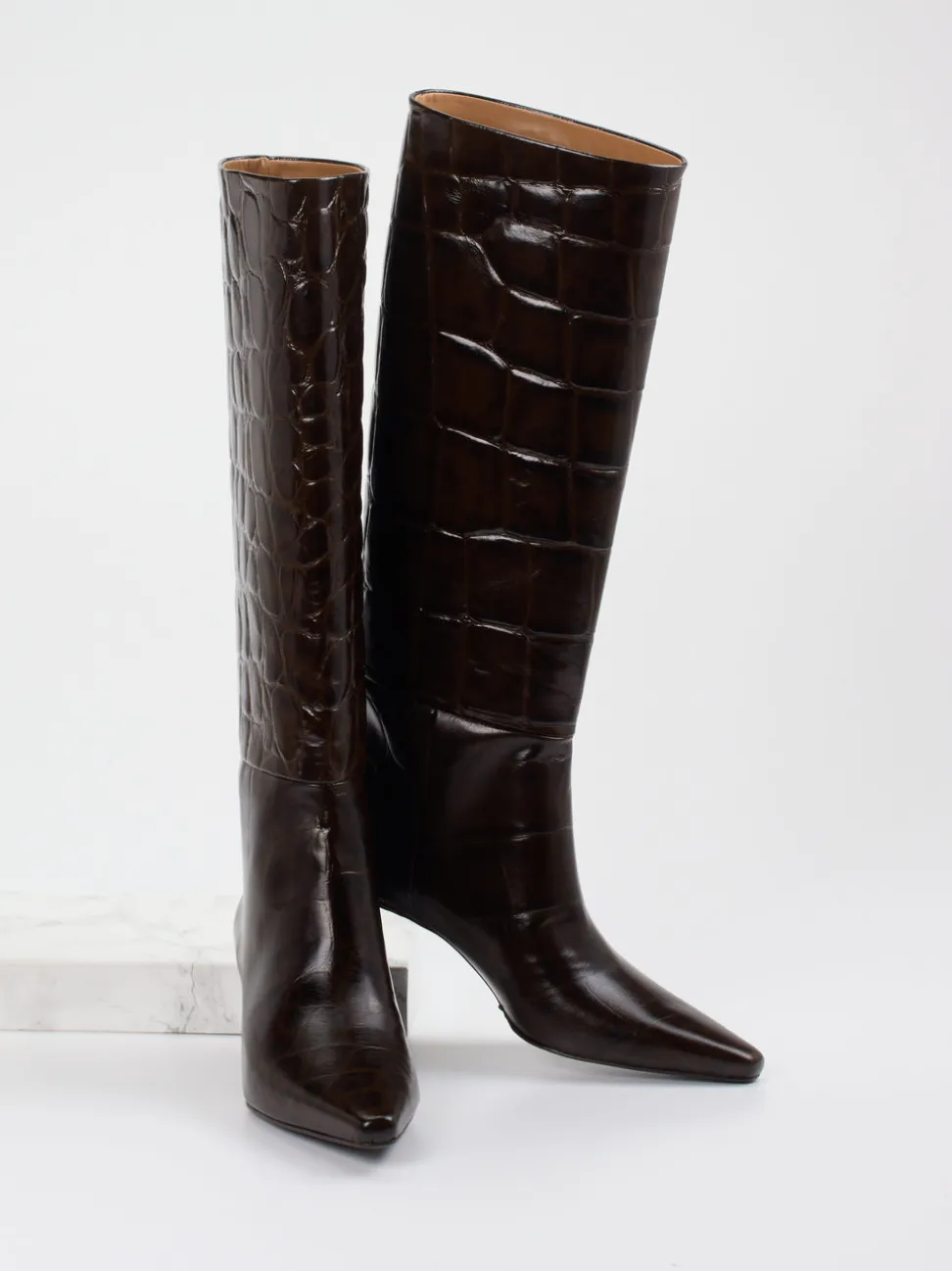 Konstantin Starke – Stiefel aus geprägtem Leder Dunkelbraun