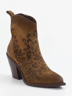 Konstantin Starke – Stiefeletten aus Veloursleder Leoprint