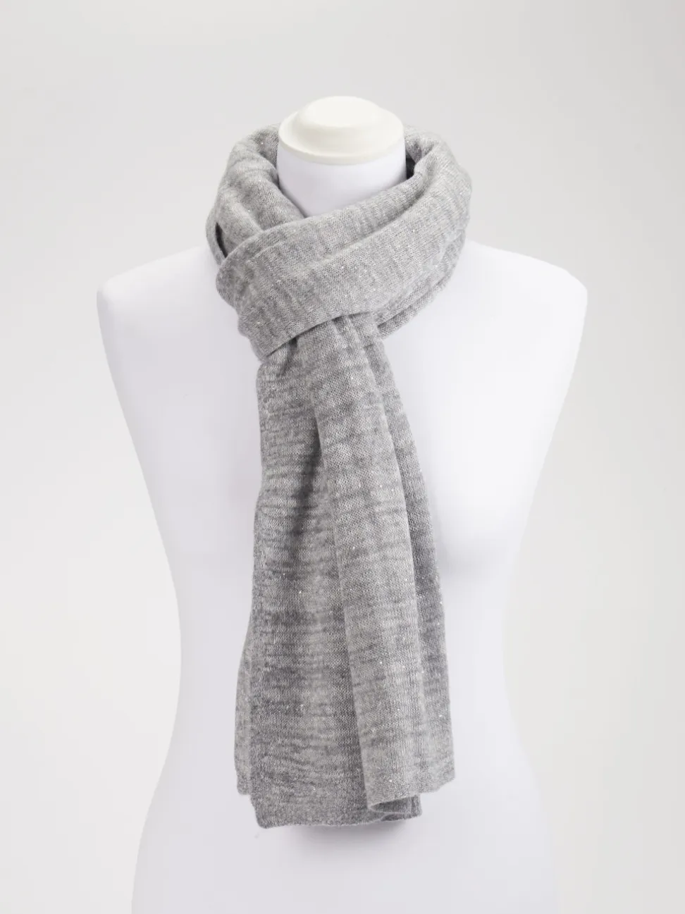 Konstantin Starke – Strickschal aus Textil Hellgrau Glitzer