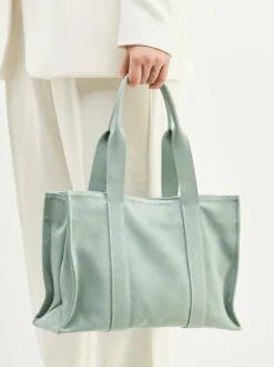 Konstantin Starke – Tote Bag aus Veloursleder Salbeigrün